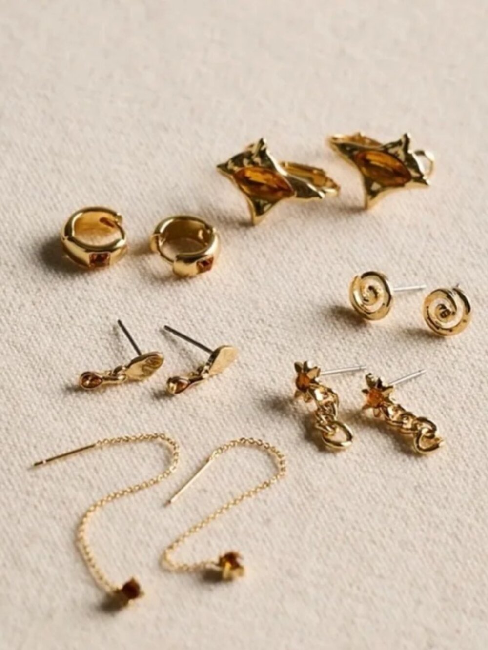NWT Free People Baez Gold Plated Earrings in Gold/Citrine